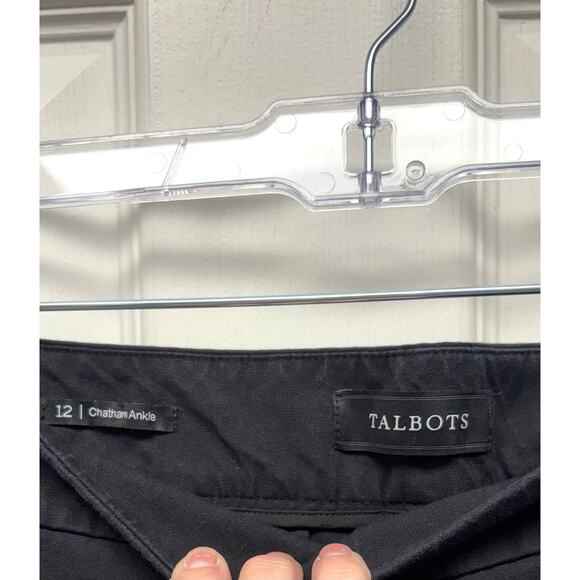 Talbots Black Cotton Rayon Pants Chatham Ankle Women’s Size 12 Side Zip - Picture 4 of 4